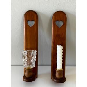 Pair Wooden Wall Sconces Rustic Farmhouse Cottage Wall Decor